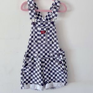 Dickies kids denim checkered overalls